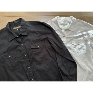 Lot of 2 Roper Western Snap Shirts Womens Medium Black White‎ Cowboy Long Sleeve